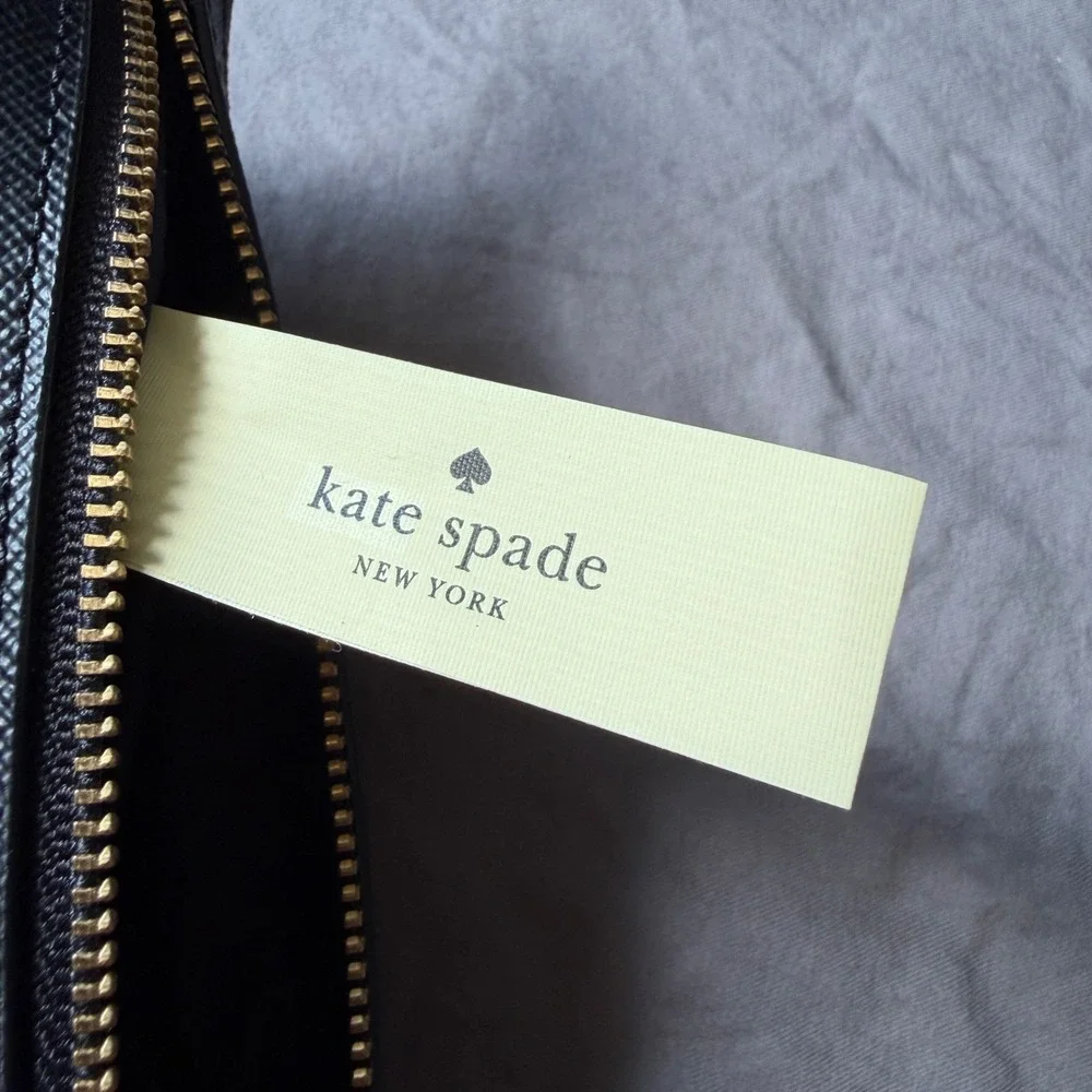 Kate Spade Black White Striped Cosmetic Bag Makeup Pouch Travel Case RN0102760